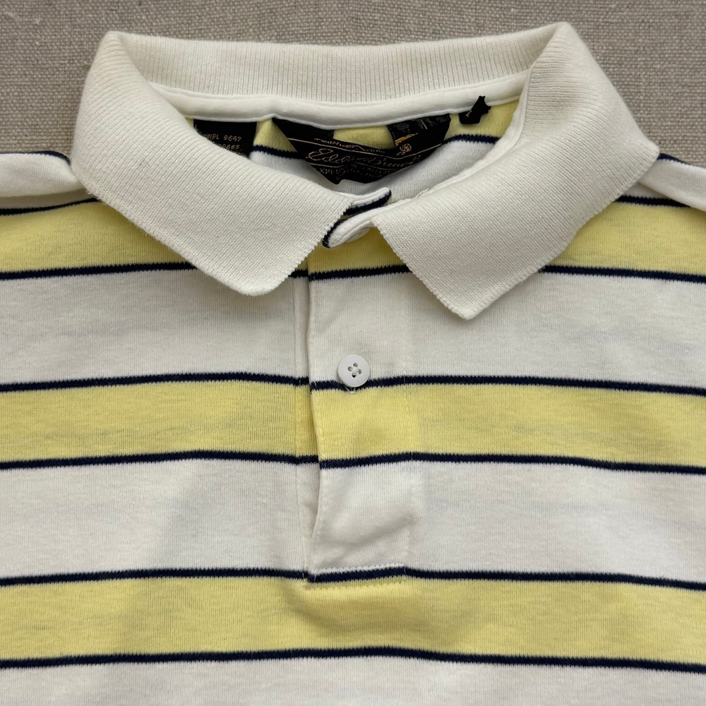 Vintage Eddie Bauer Expedition Outfitter Striped Polo Shirt Mens Medium Yellow